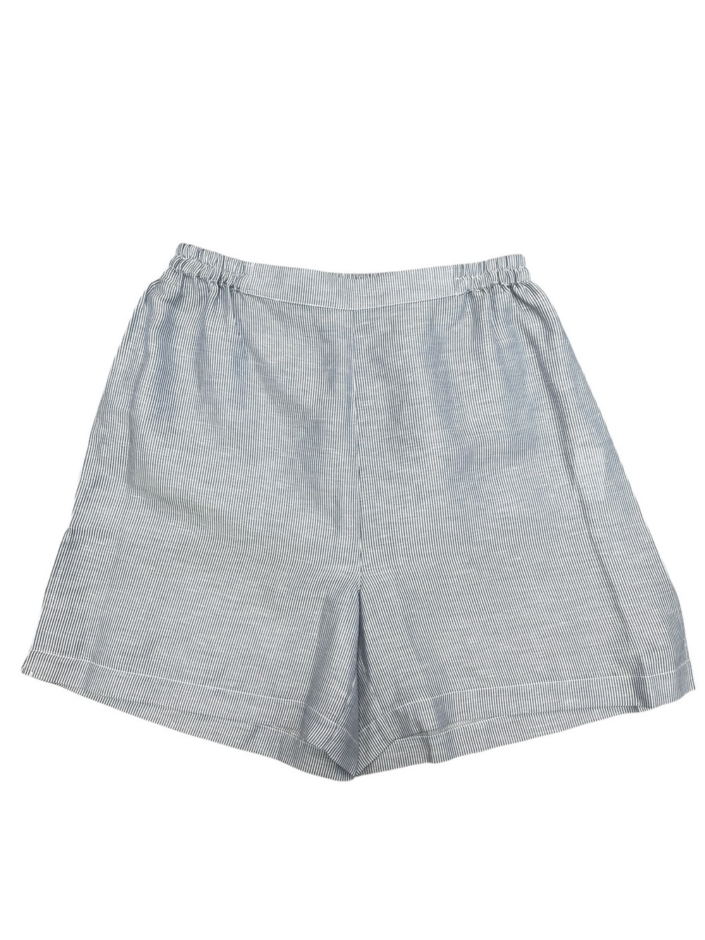 LUNYA Lounge Shorts Light Blue Seersucker Elastic Waist Linen Cotton Silk XS